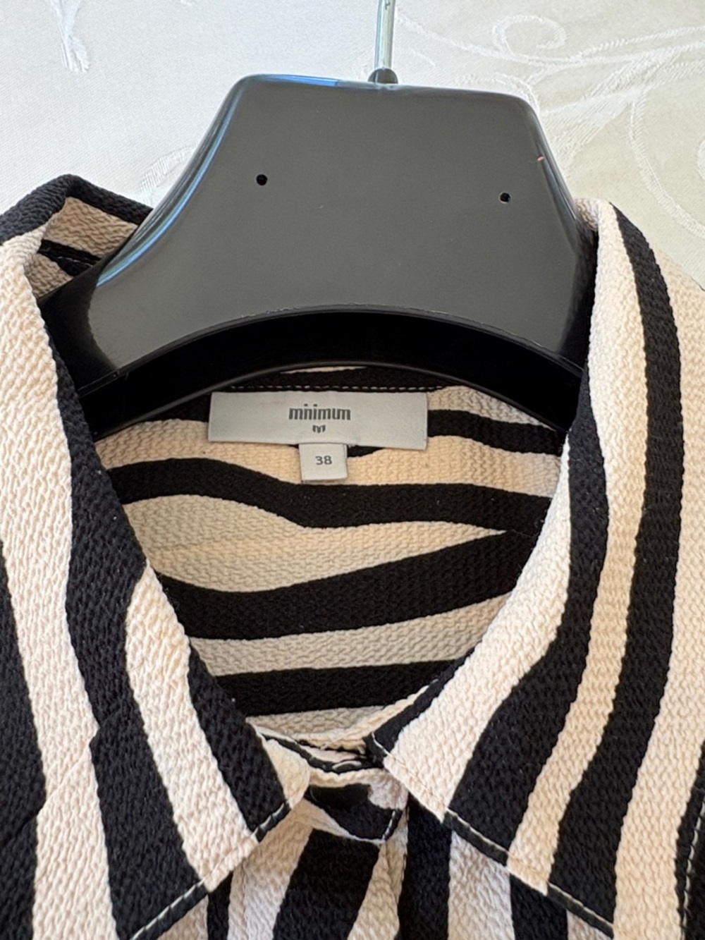 Minimum Black and Cream Zebra-Stripe Shirt Jacket